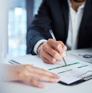 People go over paperwork