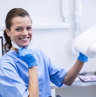 Dental hygienist smiles